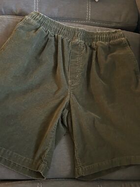 Olive Green Corduroy Elastic Waist Shorts